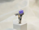 Amethyst ring front view purple gemstone sterling silver adjustable design