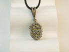 pyrite pendant backside detail sterling silver handmade necklace