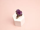Alternative close up raw amethyst crystal variation purple stone macro detail adjustable ring