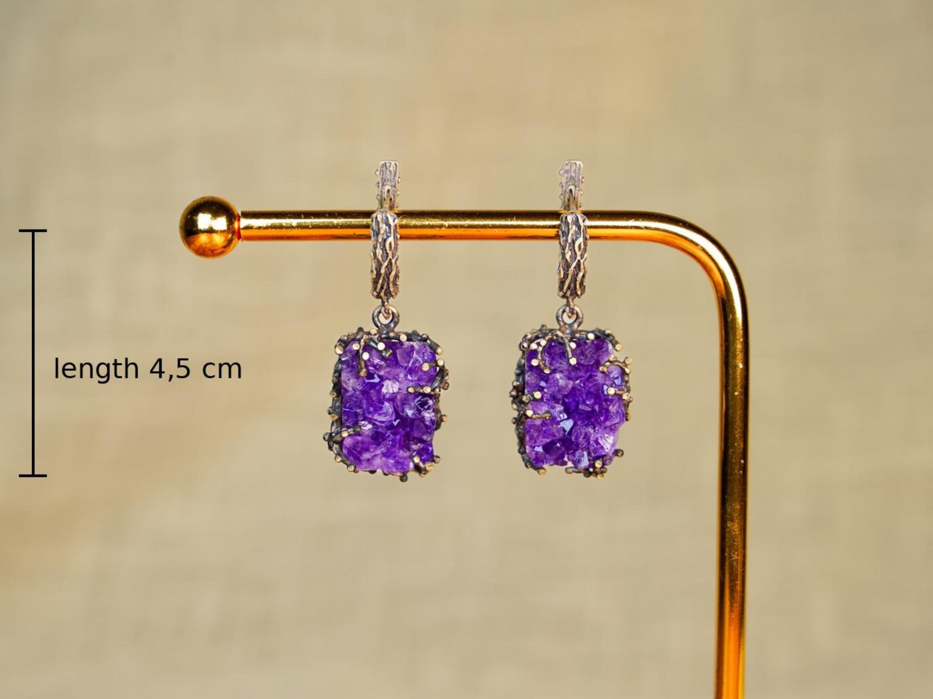 amethyst drop earrings size reference long dangle purple gemstone earrings