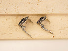 Leverback closure detail black moissanite earrings sterling silver back view