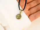 natural pyrite crystal pendant texture shine detail close view