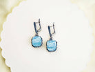 Aquamarine earrings clean front view aqua gemstone drop earrings minimal style 
