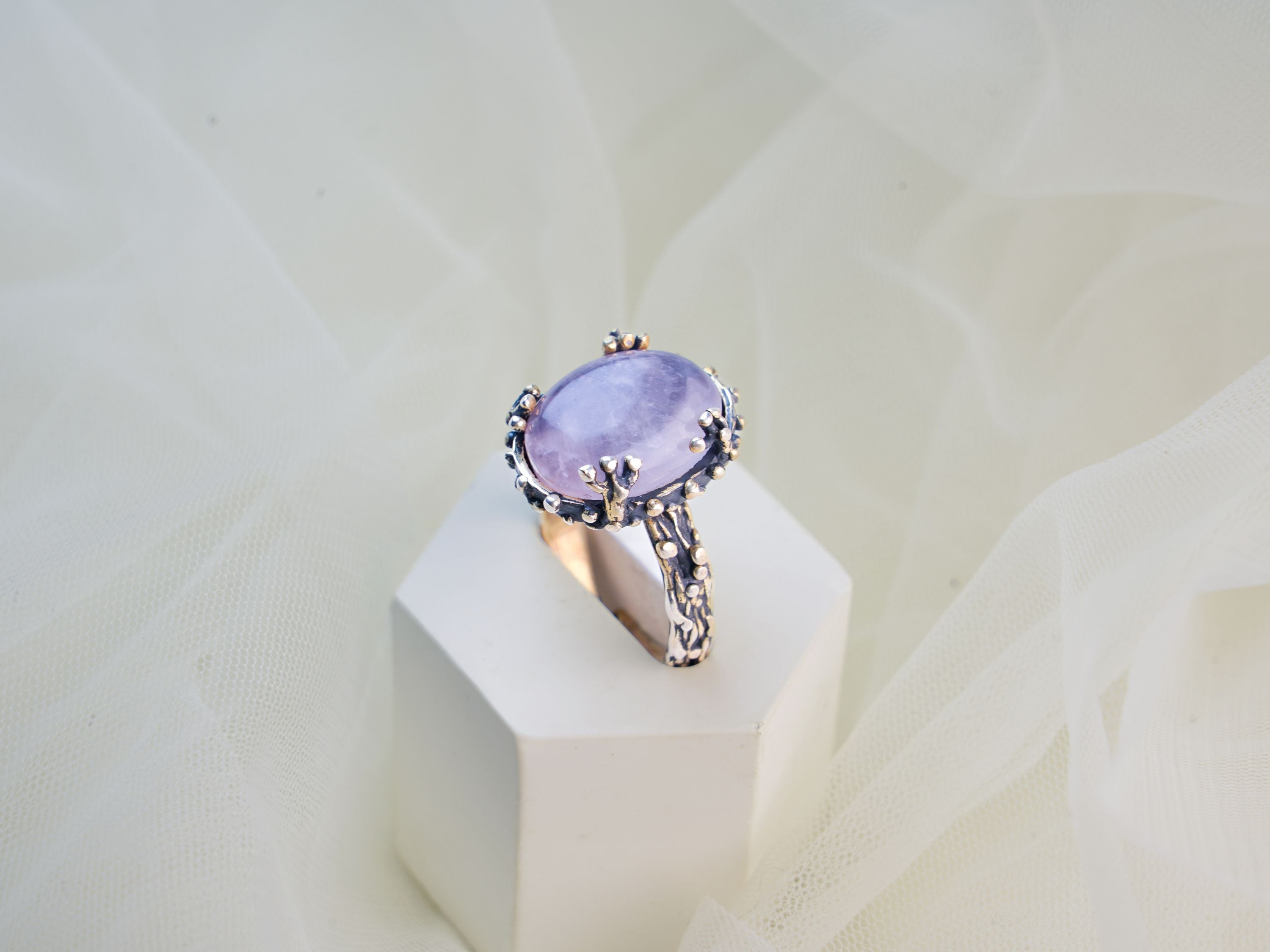 rose quartz ring pink stone statement silver jewelry elegant design