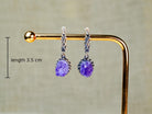 amethyst earrings size reference long drop purple gemstone earrings