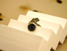 Detailed variation black tourmaline gemstone ring texture alternative angle close up
