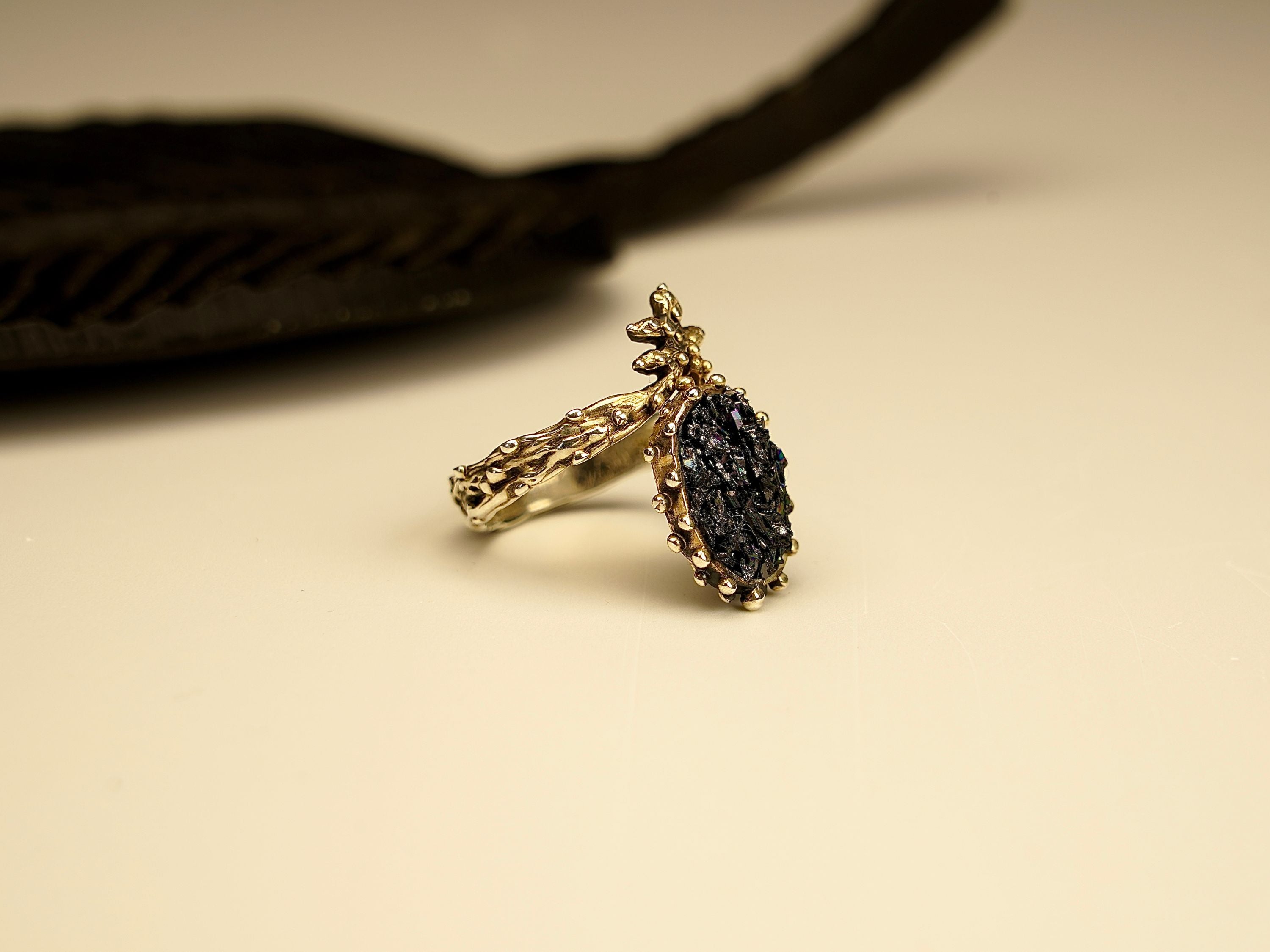 Alternative close up black tourmaline gemstone texture variation macro detail