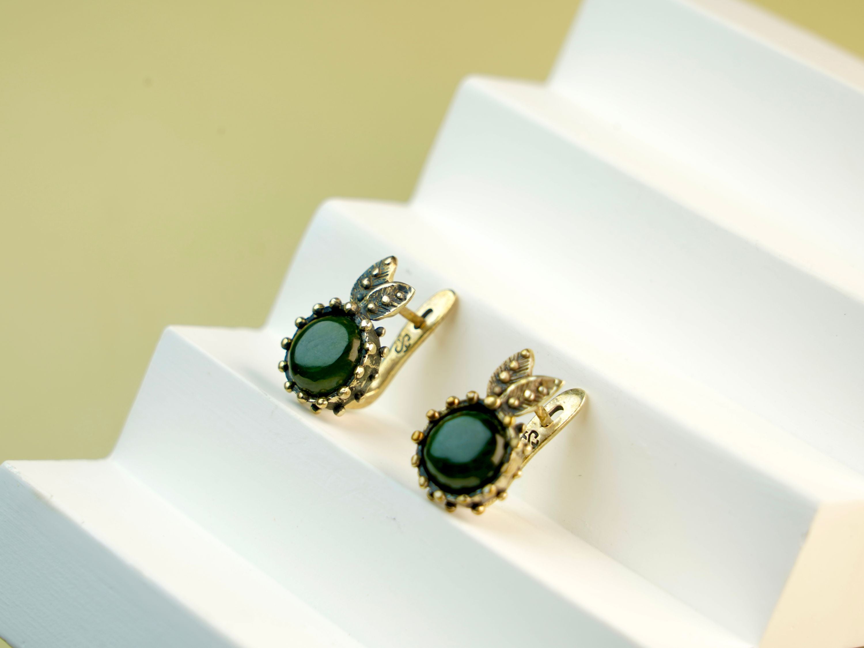 jade earrings aesthetic minimalist green gemstone jewelry look