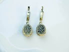 The back of the pyrite earring, showing the 925 sterling silver hallmark and the secure, high-quality leverback closure