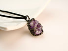 amethyst pendant necklace aesthetic lifestyle shot, gothic jewelry style