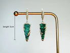 Malachite earrings length size reference green gemstone silver jewelry