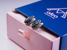 Black moissanite earrings gift box packaging ready for gifting jewelry