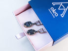 Black Tourmaline earrings presented in Akra Gems signature branded gift box, ready for premium gifting