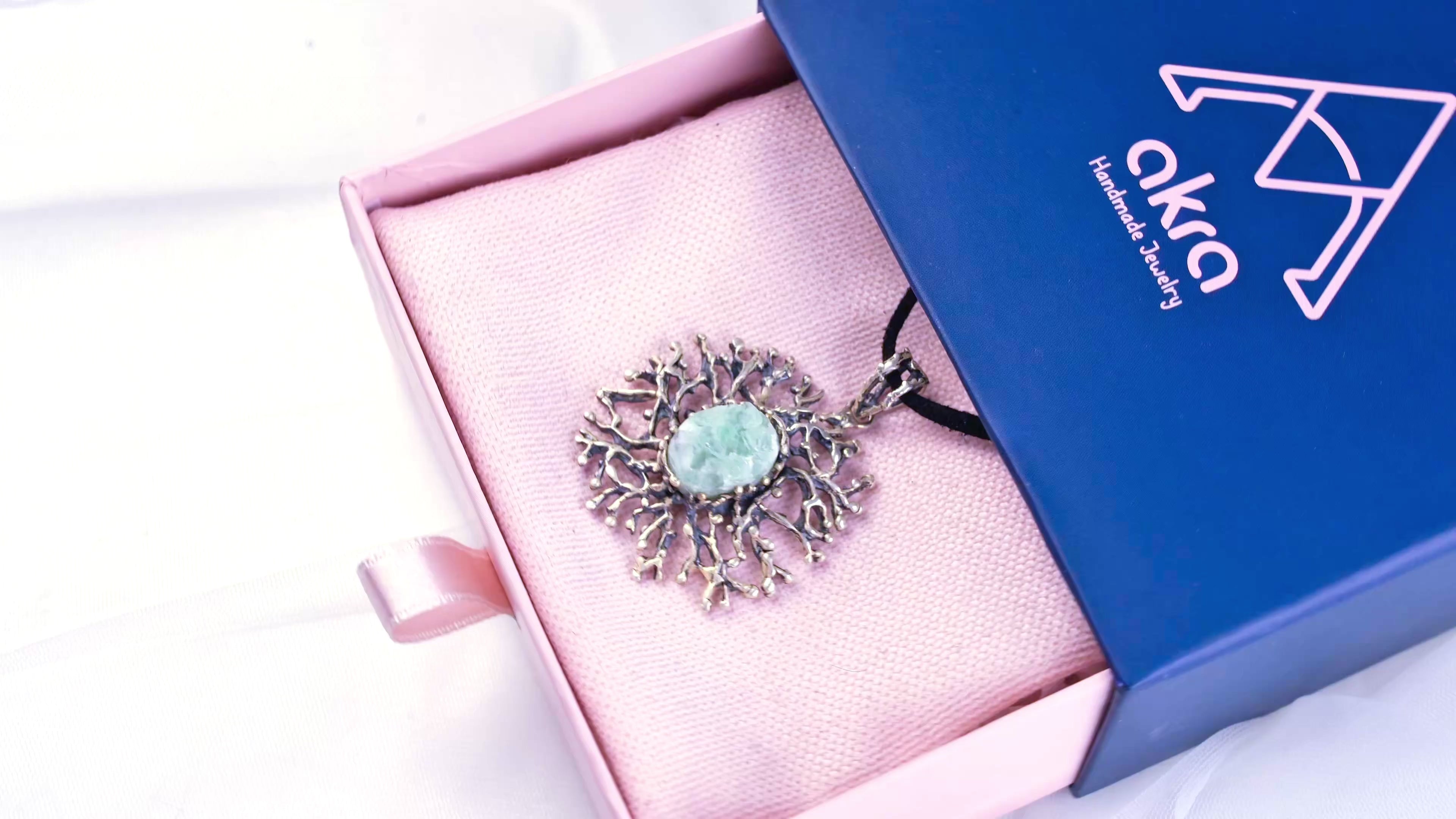 Aquamarine necklace blue gemstone pendant in motion sterling silver jewelry video