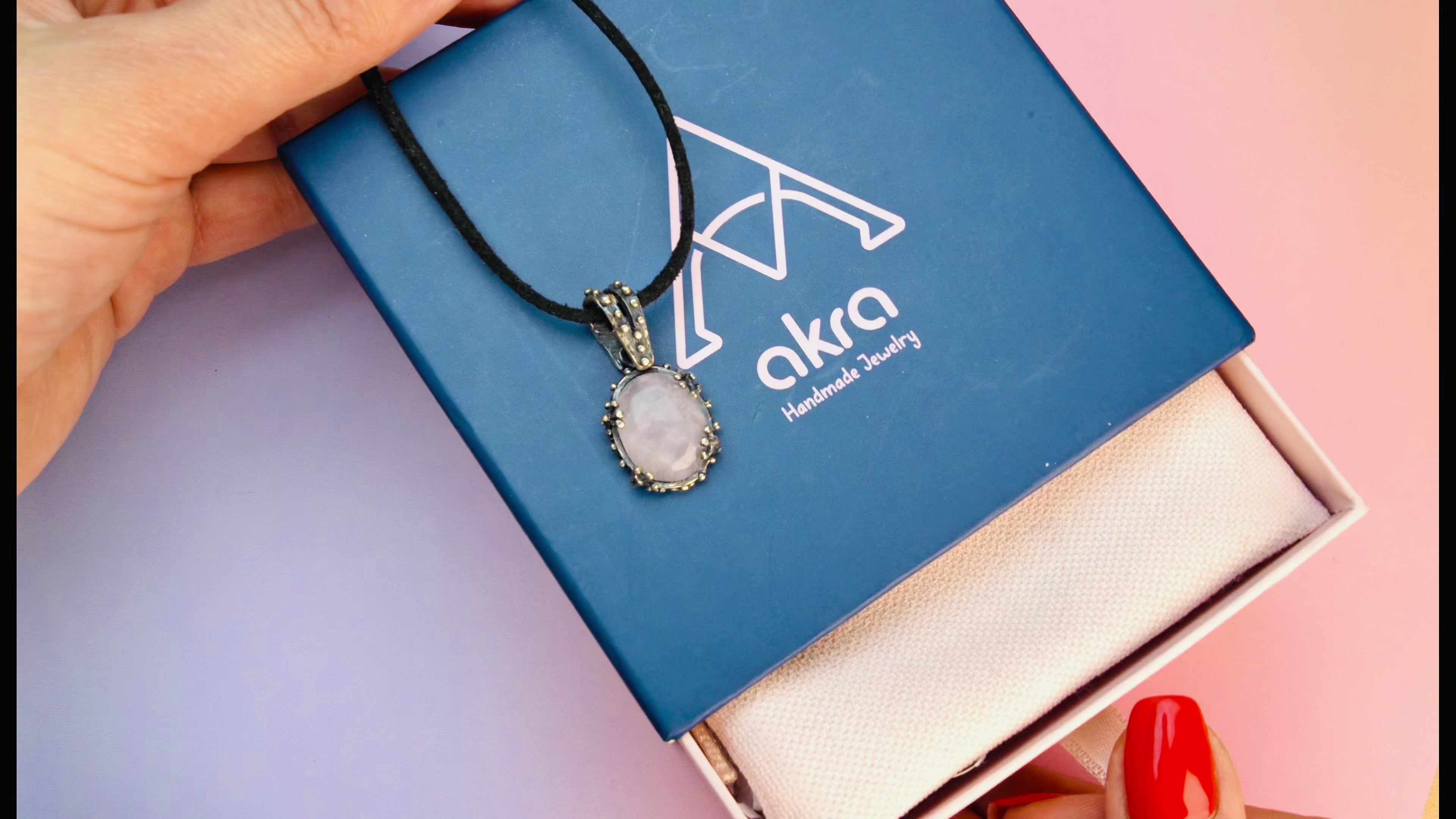 Rose quartz necklace sterling silver pink gemstone pendant feminine elegant jewelry natural stone texture video