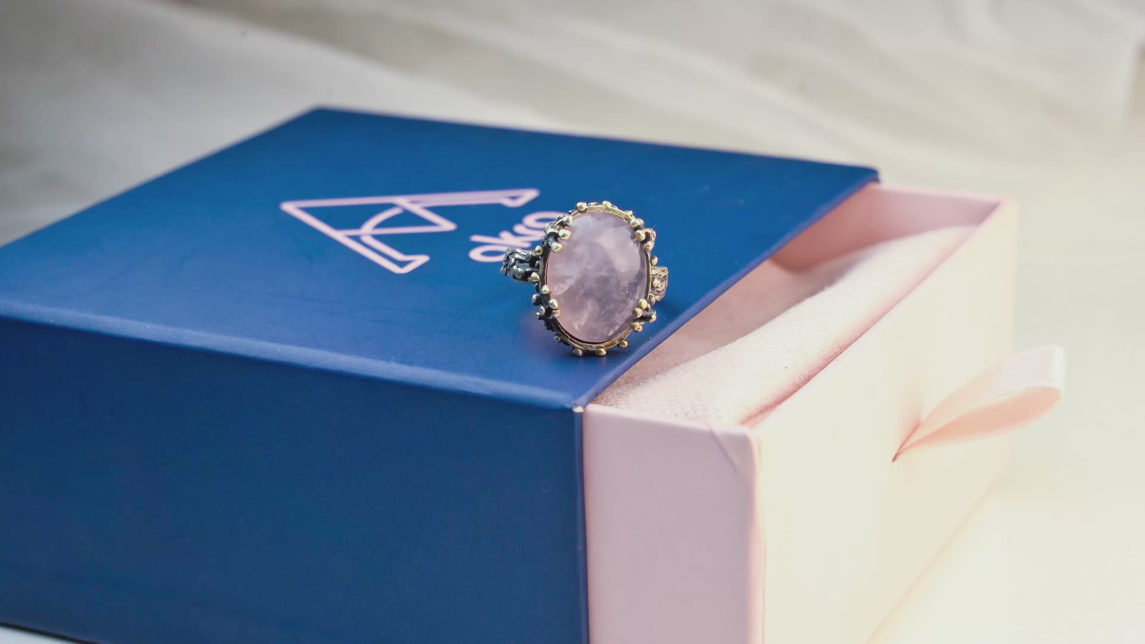 rose quartz ring soft pink glow gemstone sterling silver ring video