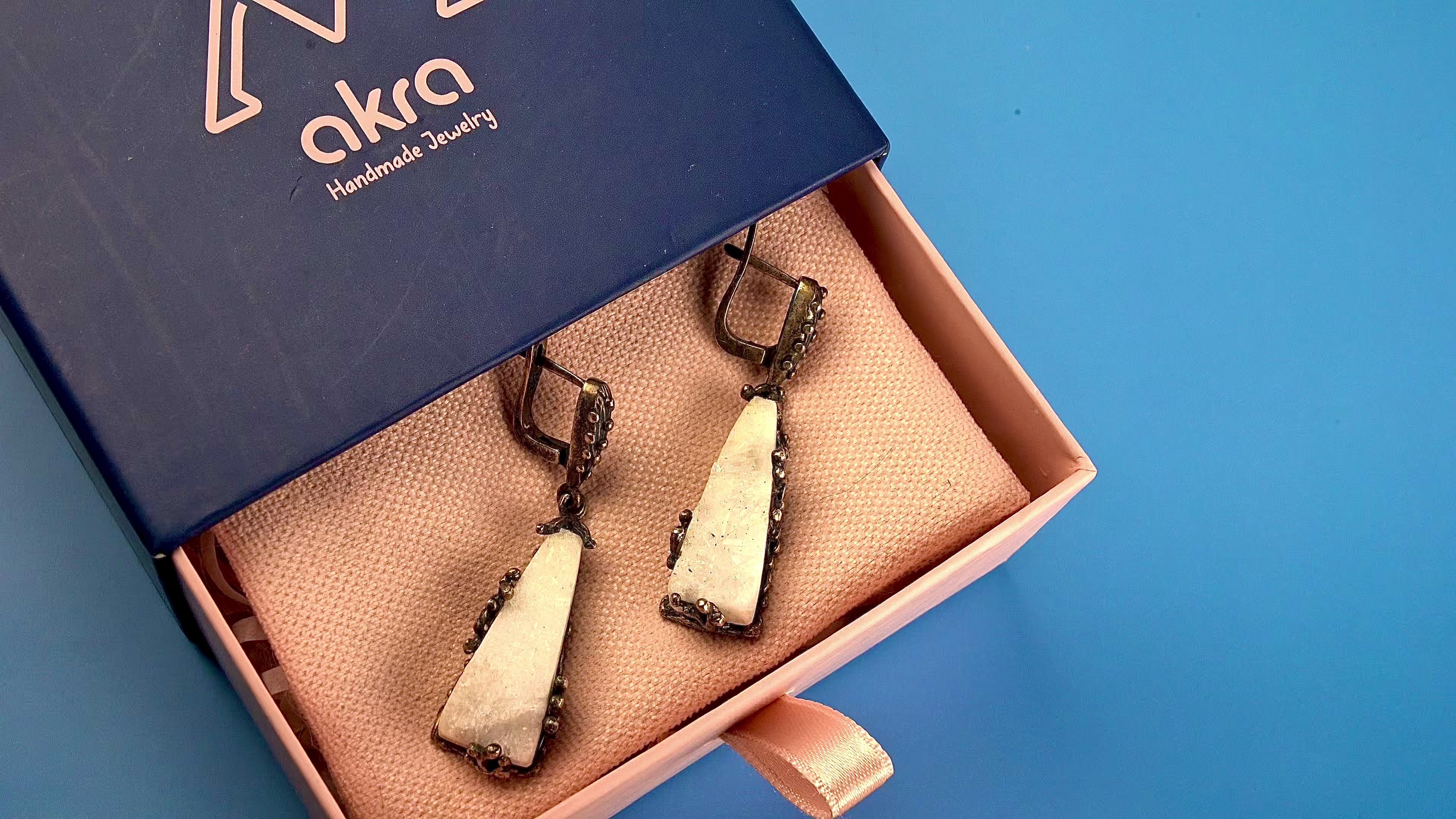 Moonstone earrings raw white crystal silver drop earrings handmade natural gemstone jewelry elegant leverback earrings